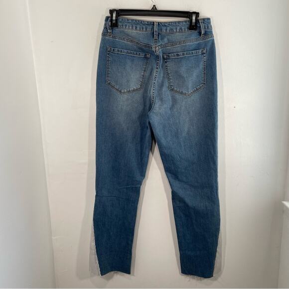 NWT Rachel Roy Silver Sequin Embellished Straight Leg Ankle Denim Jeans 29 - Picture 11 of 14